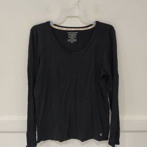 NWoT Lucky Brand Women Long Sleeve Lounge Crew Neck Top Black Size L $50 2D211